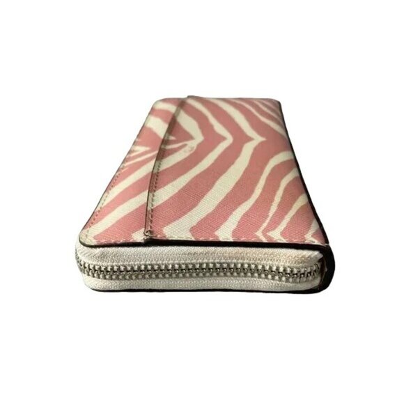 COACH Devin Tote & Peyton Long Wallet Tulle Zebra Stripe Print Cream & Pink - Picture 11 of 16
